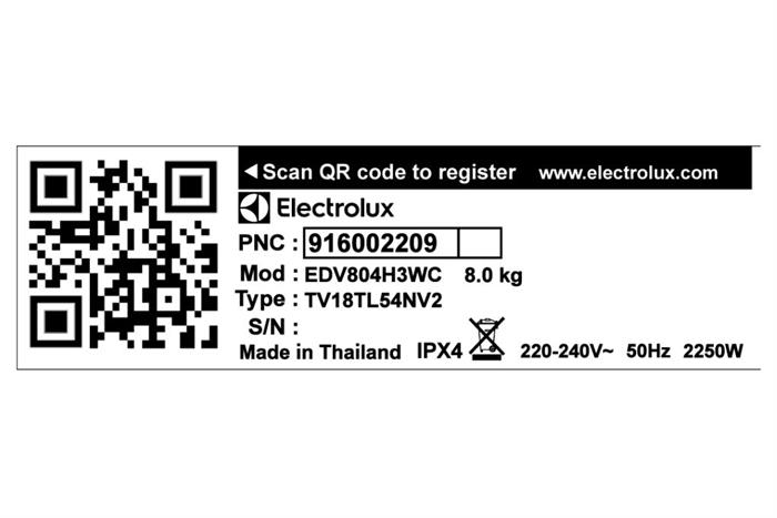 Máy sấy thông hơi Electrolux 9 kg EDV904H3WC