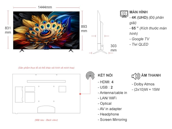 Google tivi TCL QLED 4K 65 Inch 65C655