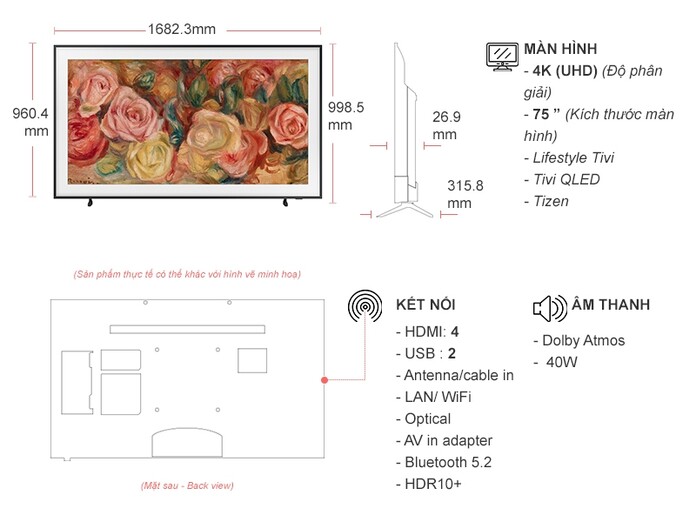 Tivi Khung Tranh The Frame Samsung 4K 75 Inch 75LS03DA