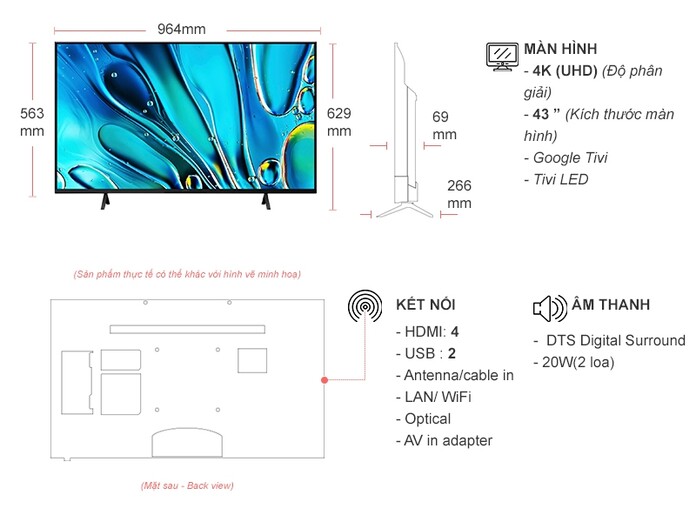 Google tivi Sony 4K 43 inch K-43S30