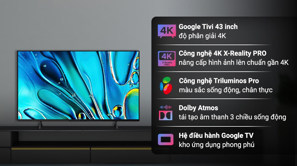 Google tivi Sony 4K 43 inch K-43S30
