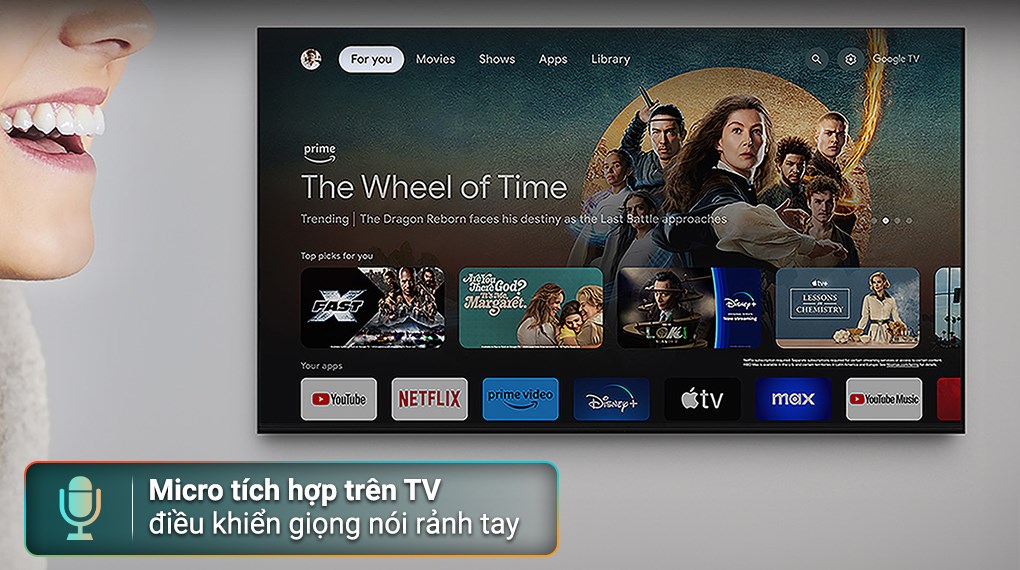Google tivi Mini LED Sony 4K 65 inch K-65XR70