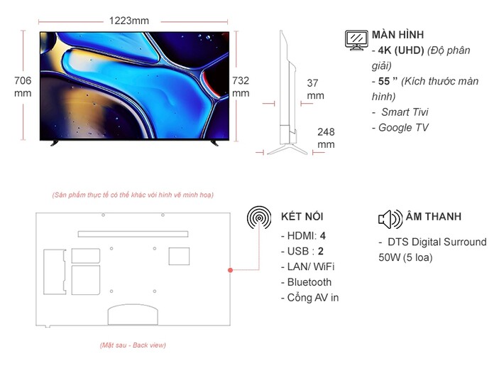 Google tivi OLED Sony 4K 55 inch K-55XR80