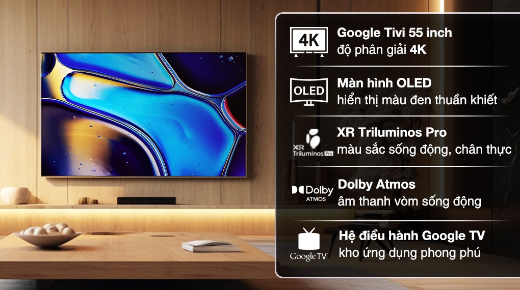 Google tivi OLED Sony 4K 55 inch K-55XR80