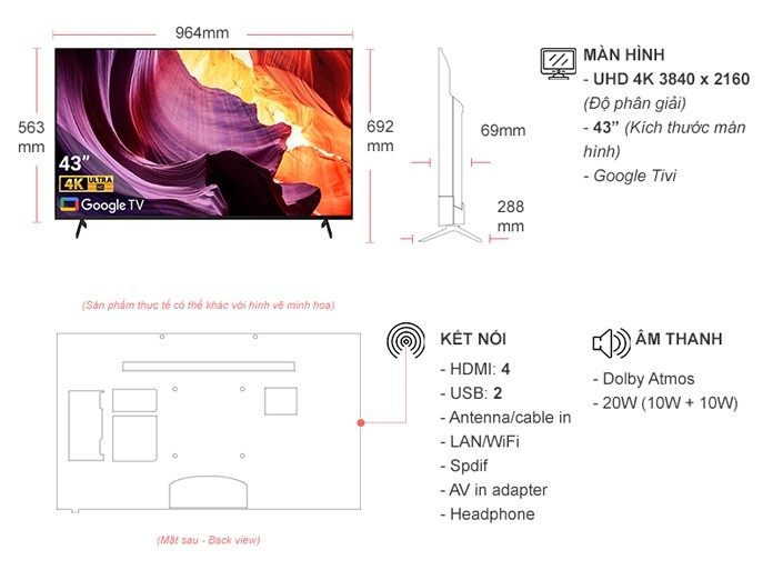 Google tivi Sony 4K 43 inch KD-43X80L