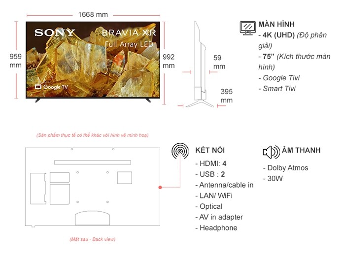 Google tivi Sony 4K 75 inch XR-75X90L
