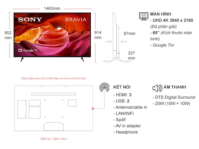 Google tivi Sony 4K 65 inch KD-65X75K