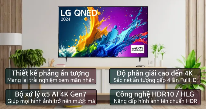 Smart tivi QNED LG 4K 75 Inch 75QNED80TSA