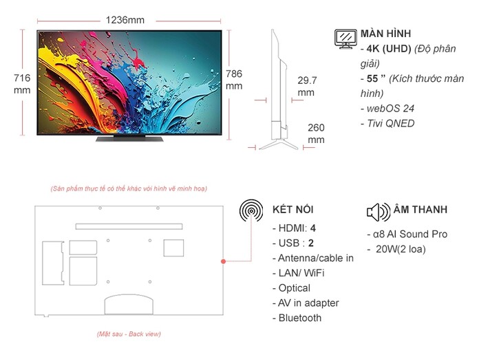 Smart tivi QNED LG 4K 55 Inch 55QNED86TSA