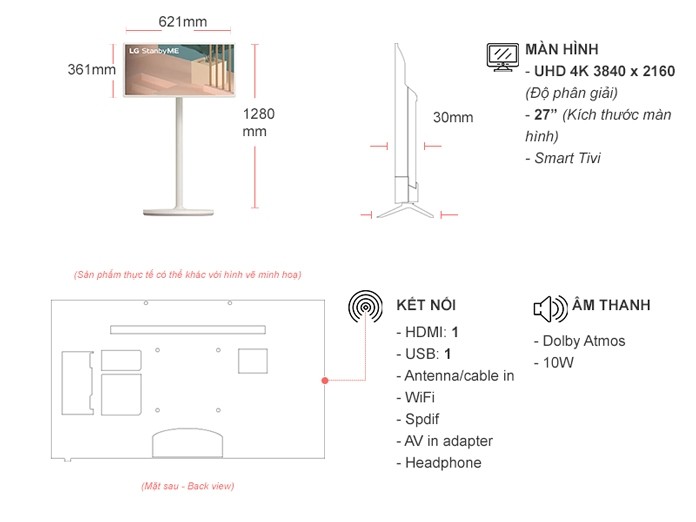 Smart tivi di động LG Stanby Me 27 inch 27ART10CKPL.ATV