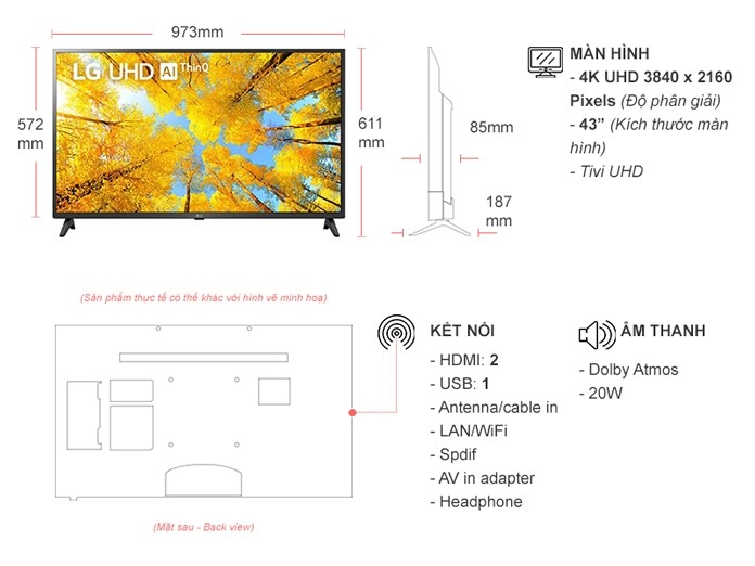 Smart tivi LG 4K 43 inch 43UQ7550PSF