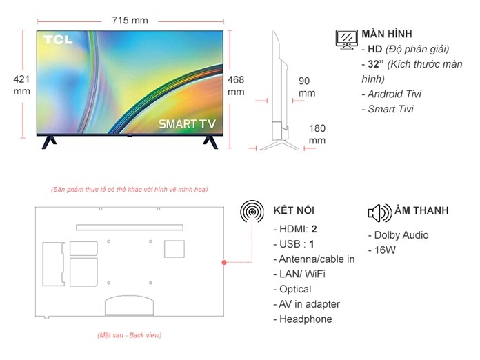 Smart tivi TCL HD 32 Inch 32S5400A