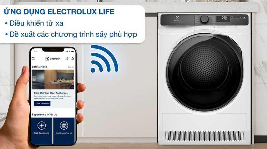 Máy sấy bơm nhiệt Electrolux 9 kg EDH903R7WC