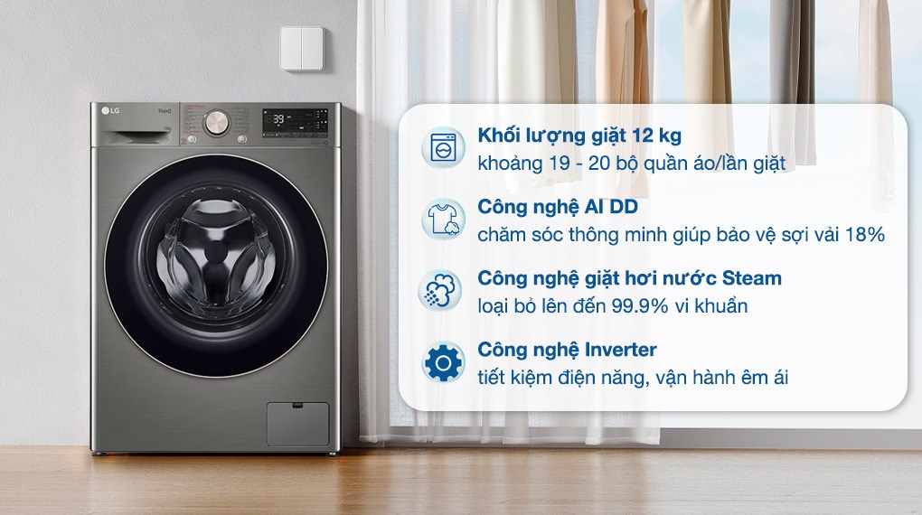 Máy giặt LG Inverter 12 kg FV1412S3PA