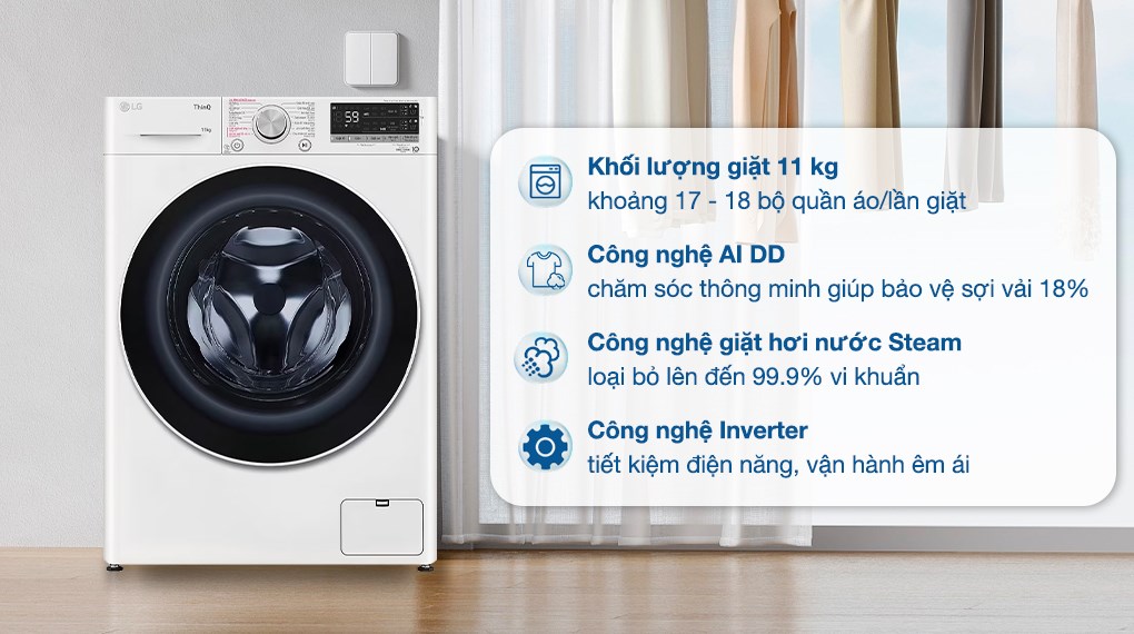 Máy giặt LG Inverter 11 kg FV1411S4WA