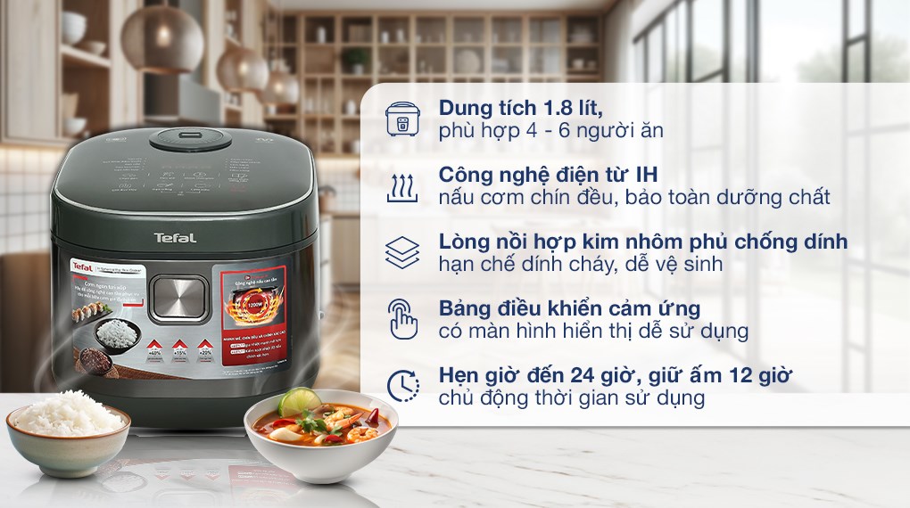 Nồi cơm cao tần Tefal 1.8 lít RK818A68