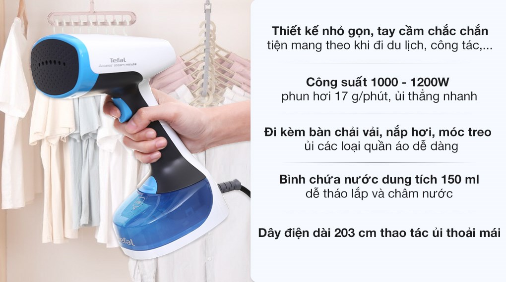 Bàn ủi hơi nước cầm tay dạng du lịch Tefal DT7000E0