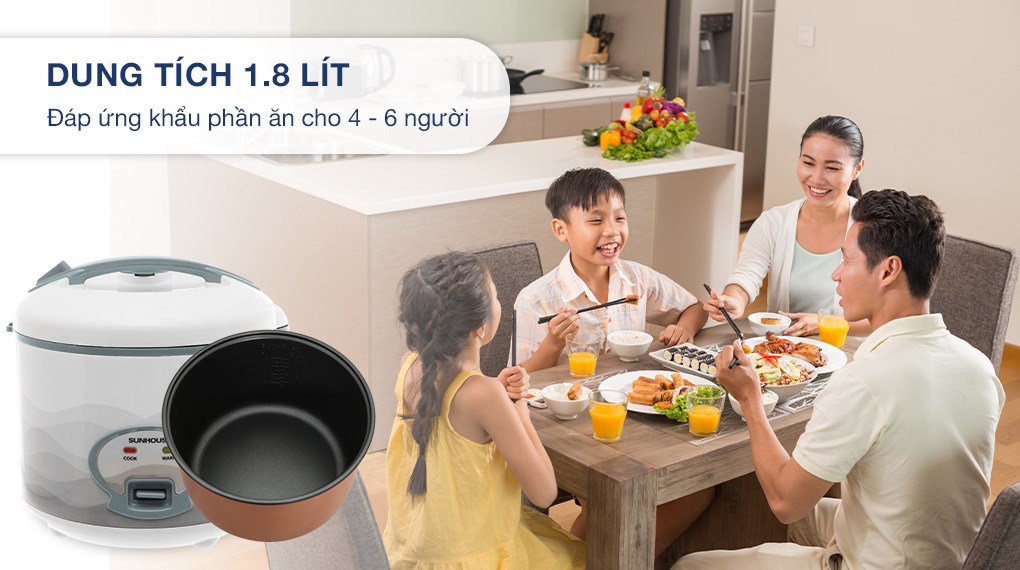 Nồi cơm nắp gài Sunhouse 1.8 lít SHD8602