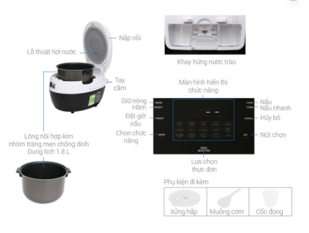 Nồi cơm điện Cuckoo 1.8 lít CR-1020F/BKWHVNCV