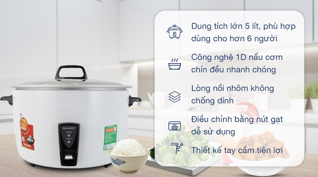 Nồi cơm điện nắp rời Sharp 5 lít KSH-D55V