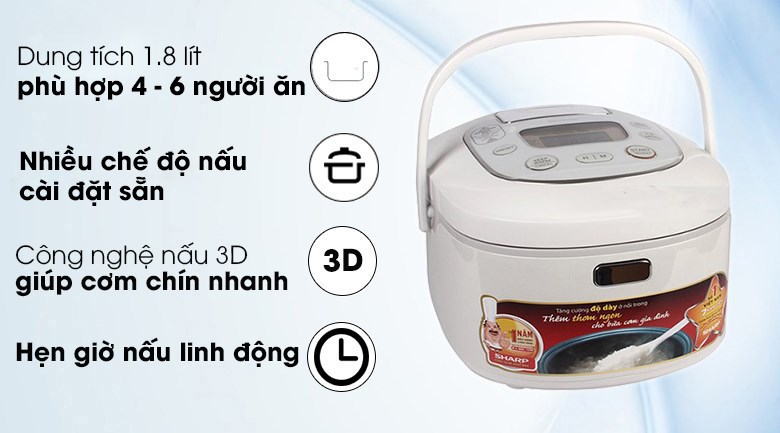 Nồi cơm điện tử Sharp 1.8 lít KS-TH18-GL
