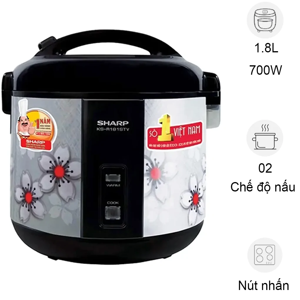 Nồi cơm điện Sharp 1.8 lít KS-NR181STV "SS"