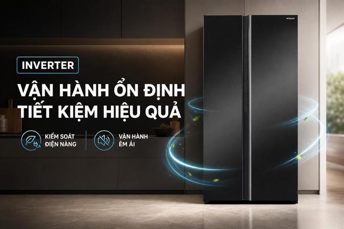 Tủ lạnh Hitachi Inverter 653 lít Side By Side HRSN9713ESAGBKVN