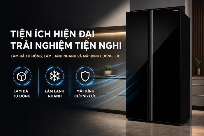Tủ lạnh Hitachi Inverter 653 lít Side By Side HRSN9713ESAGBKVN