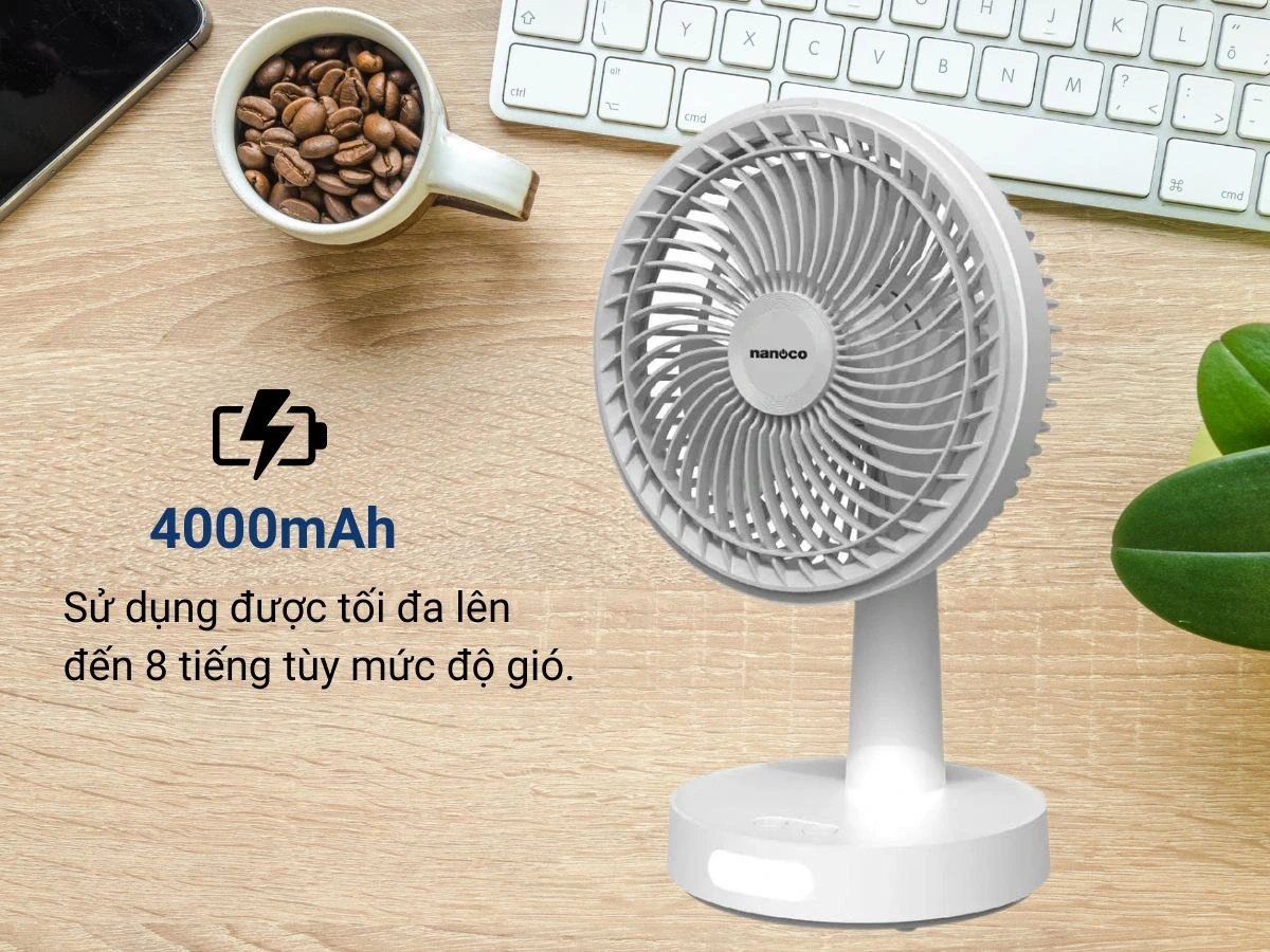 Quạt sạc Nanoco NRF6536W